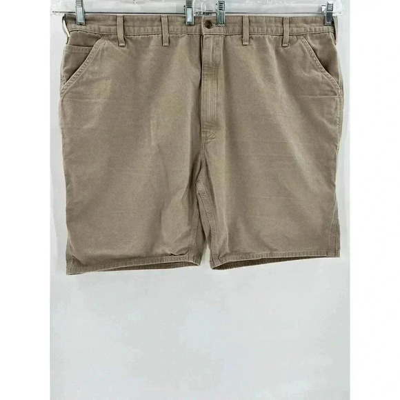 Carhartt Cargo Shorts Mens Tan Khaki Size 50X10 Pockets original Fit Flat Front - Picture 2 of 11
